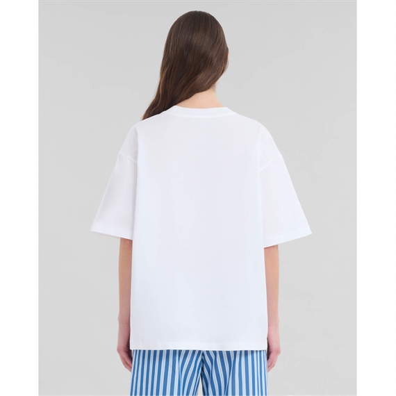 Marni Logo Organic Cotton T-shirt, Lily White